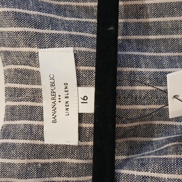 New Banana Republic Factory Linen Blend Button Front Midi Dress Blue Size 16 - Picture 3 of 9